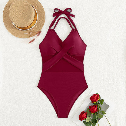 Elegant Solid Color One-Piece Swimsuit – Stylish & Comfortable Swimwear