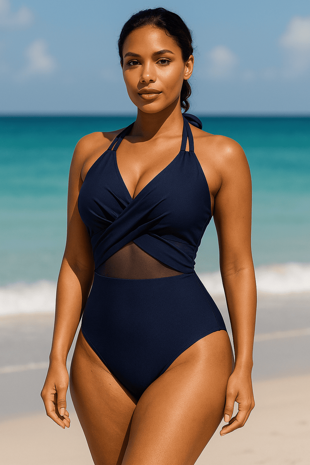 Elegant Solid Color One-Piece Swimsuit – Stylish & Comfortable Swimwear