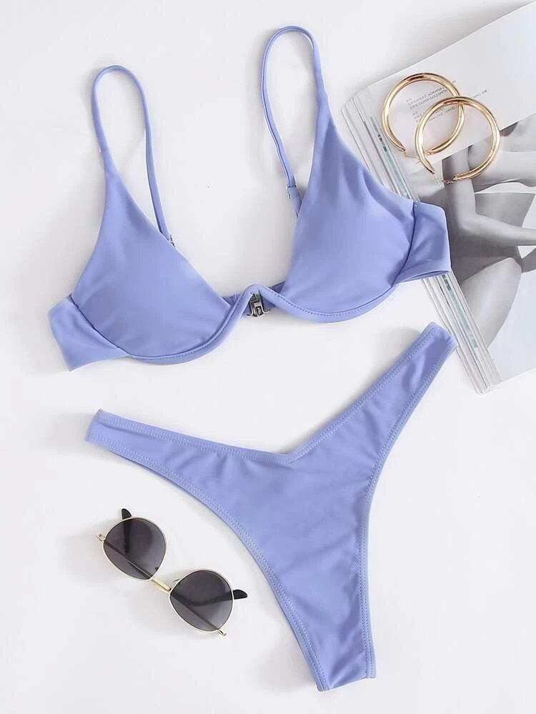 Steel Bracket Solid Color Swimsuit – Elegant & Supportive One-Piece for Women