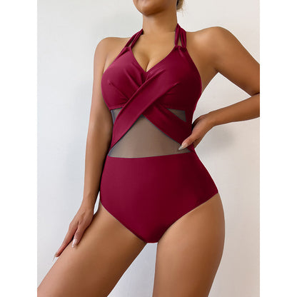 Elegant Solid Color One-Piece Swimsuit – Stylish & Comfortable Swimwear